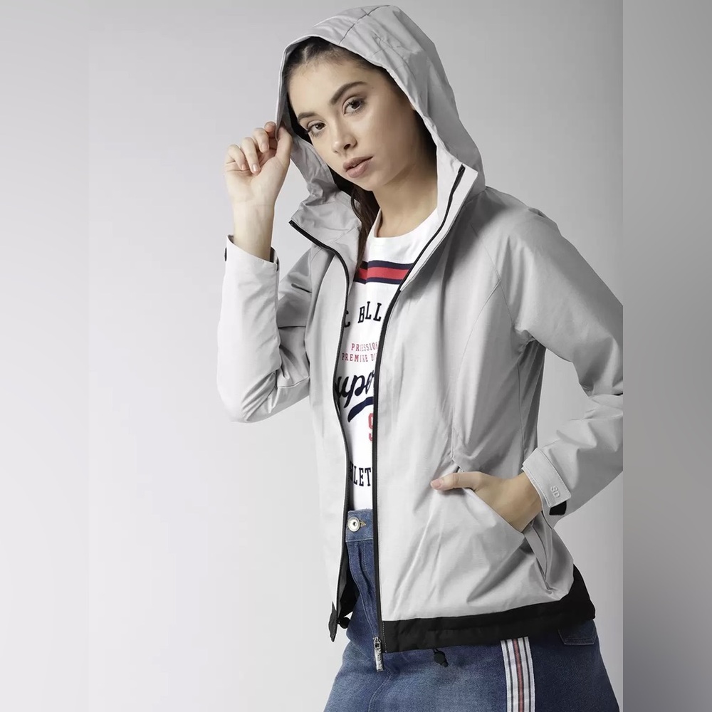 Women’s Superdry Grey Solid Windcheater Sporty Ja… - image 1